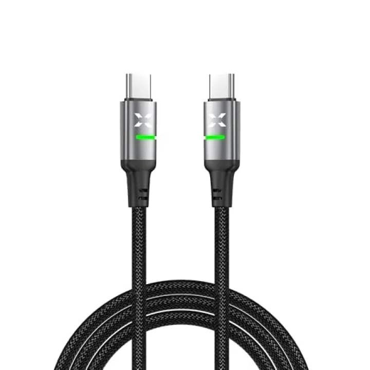 Type C Hızlı Şarj Kablosu | Type-C to Type-C 60W 480 Mpbs 2m PD Örgü Led Göstergeli X6422