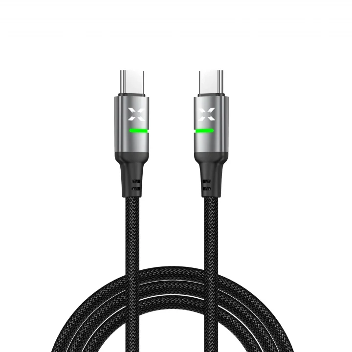 Type C Hızlı Şarj Kablosu | Type-C to Type-C 60W 480 Mpbs 2m PD Örgü Led Göstergeli X6422