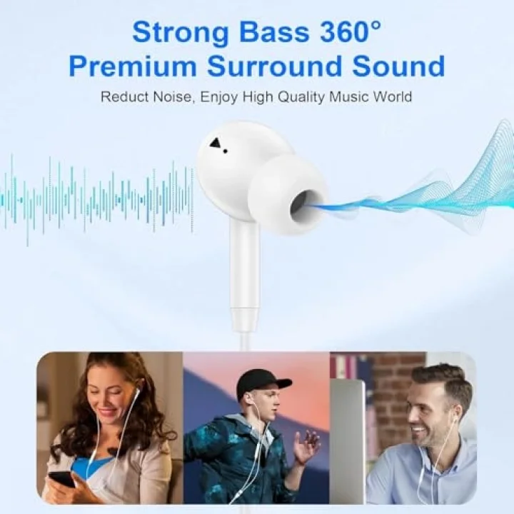 ® Type-C Kablolu Kulaklık – Mikrofonlu, 45° Ergonomik Tasarım, Hi-Fi Stereo Ses, Bas Güçlü, Tüm Type-C Telefonlarla Uyumlu (Silikonlu)