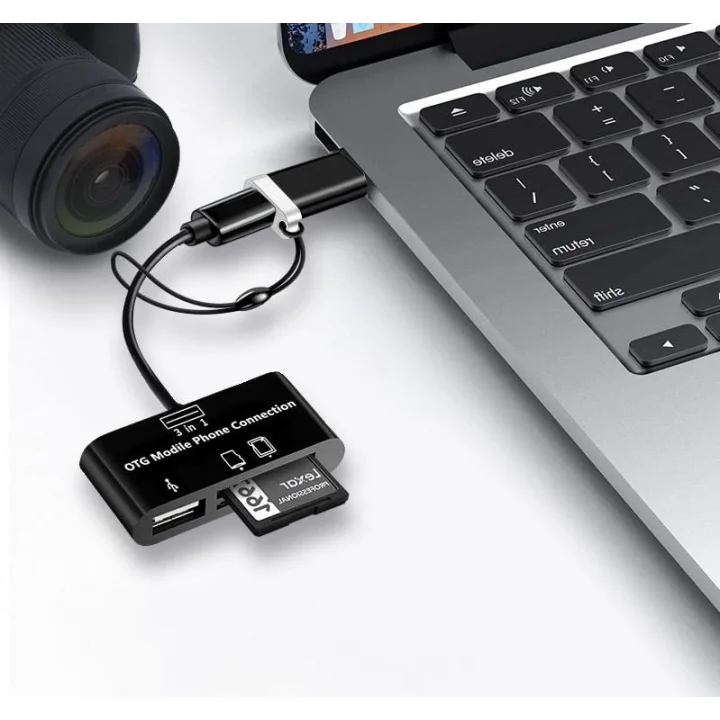 Type-C Micro Usb 3in1 Sd Micrsd Kart Okuyucu Otg Çevirici Kablosu 5256