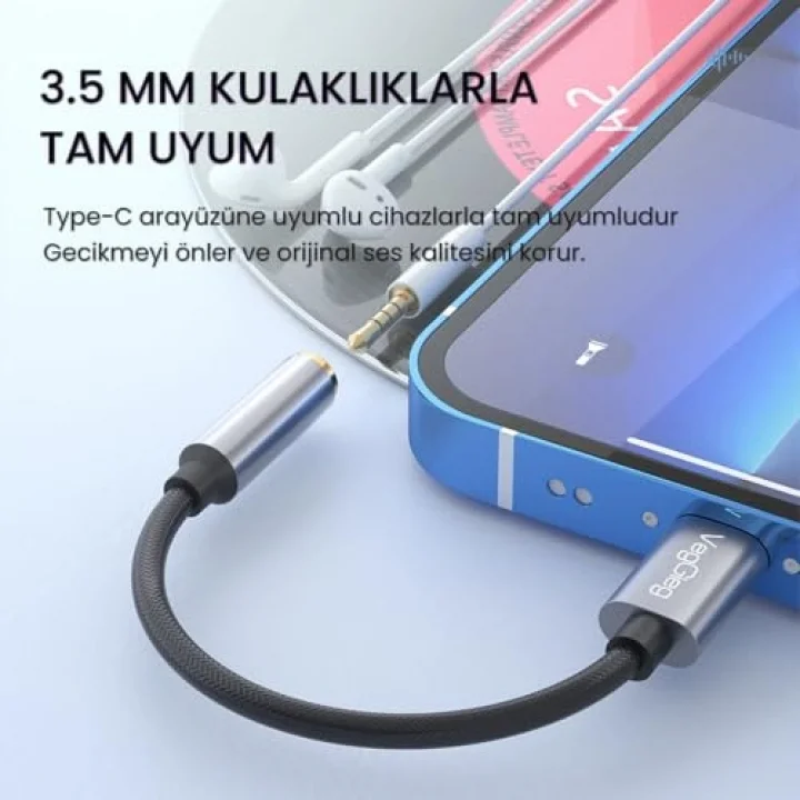 Type-C to 3.5mm Kulaklık Dönüştürücü Çevirici Adaptör