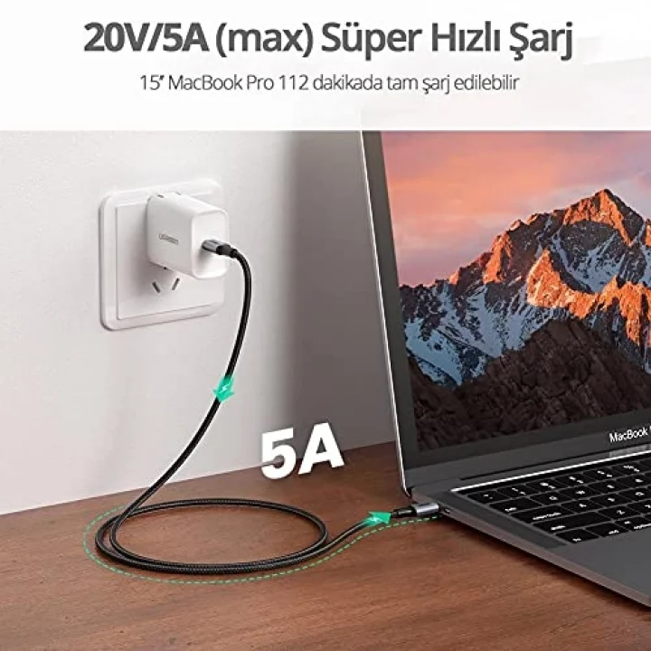 Type-C to Type-C 100 W Hızlı Şarj ve Data Kablosu 1.5 Metre