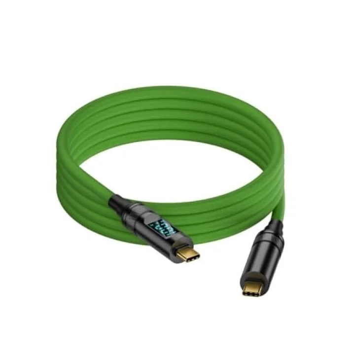 Type C To Type C 100W Hızlı Şarj 20Gbps Veri Transfer Hızı 8K60Hz Görüntü Aktarım Kablosu 2 metre Yeşil GRN-02