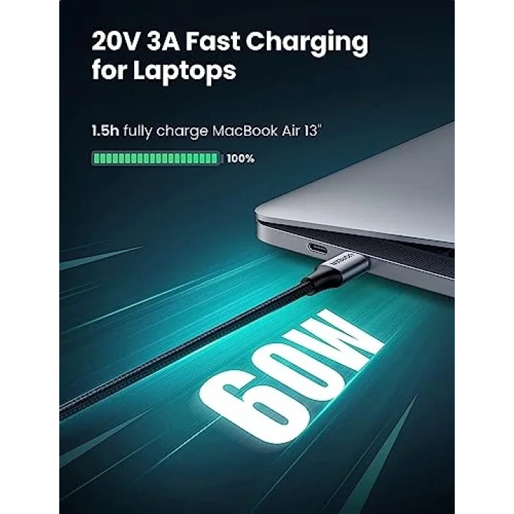 Type-C to Type-C 3A 60W Hızlı Data ve Şarj Kablosu 2 Metre