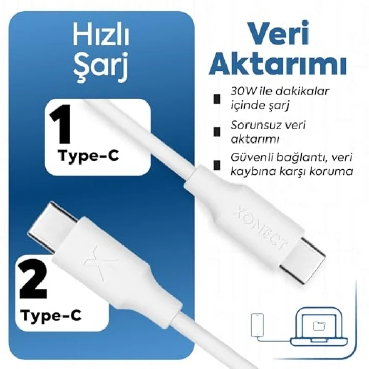Type-C to Type-C ile Uyumlu iPhone ve Samsung ile Uyumlu Hızlı Şarj ve Data Kablosu 100 cm (Siyah)