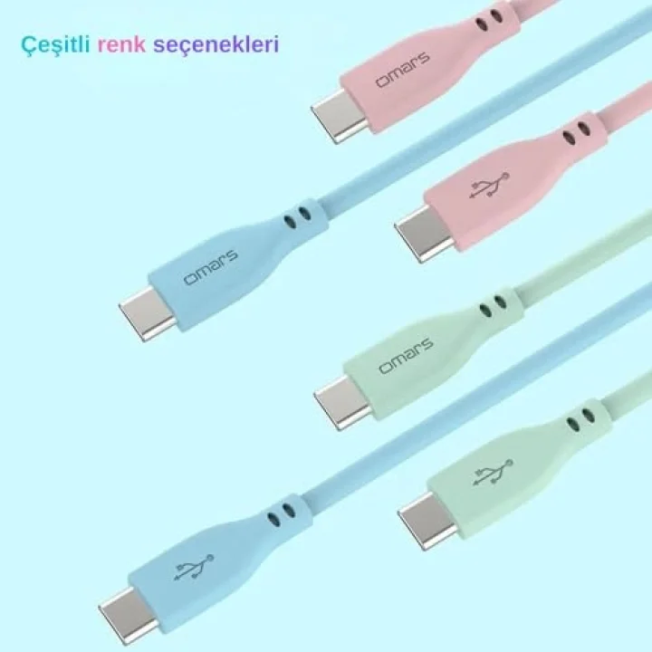 Type-C to Type-C Silikon PD Hızlı Şarj Kablosu Mavi