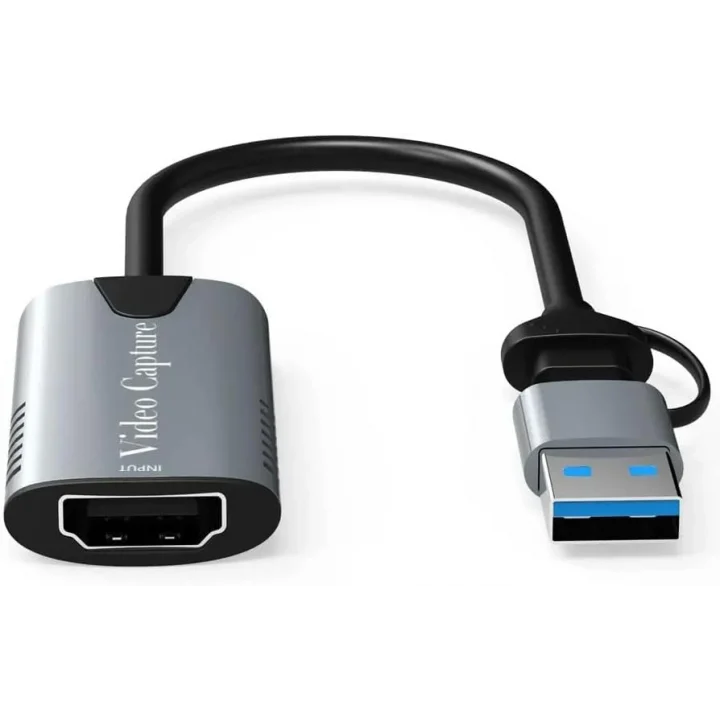 Type-c To Usb 2in1 Video Capture Yakalama Kartı 4K 1080P Uçlu HDMI to Type-C PC Bilgisayar Video Adaptör Çevirici
