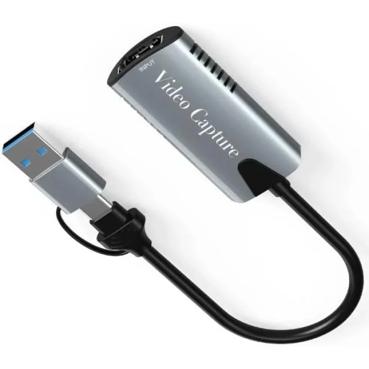 Type-c To Usb 2in1 Video Capture Yakalama Kartı 4K 1080P Uçlu HDMI to Type-C PC Bilgisayar Video Adaptör Çevirici