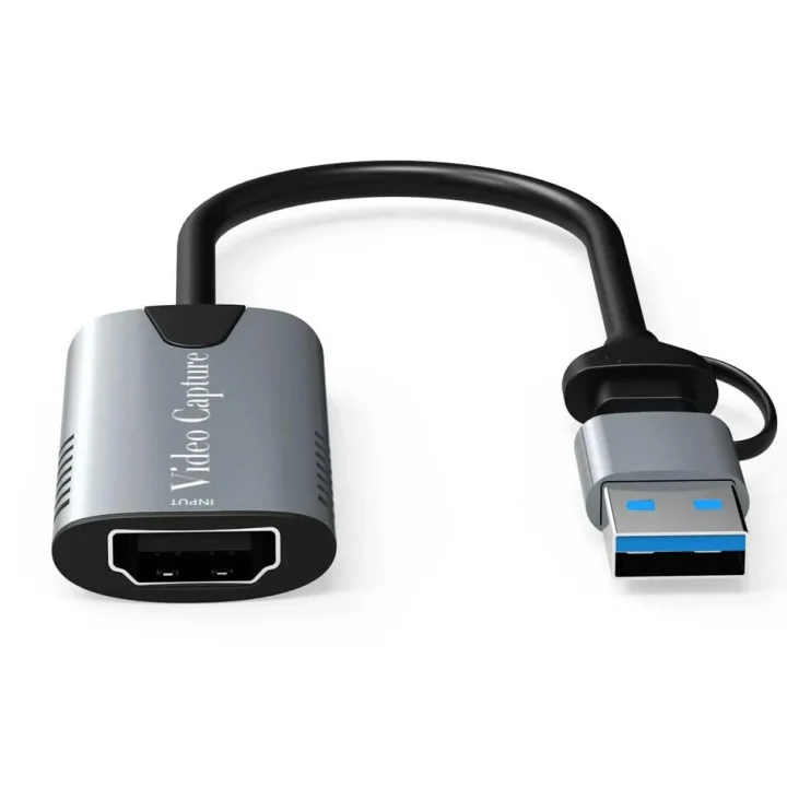 Type-c To Usb 2in1 Video Capture Yakalama Kartı Uçlu HDMI to Type-C PC Bilgisayar Video Adaptör Çevirici (HDMI aktarma için Kullanılmaz)