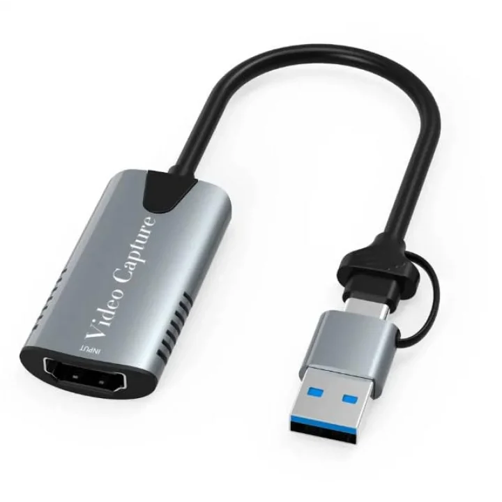 Type-c To Usb 2in1 Video Capture Yakalama Kartı Uçlu HDMI to Type-C PC Bilgisayar Video Adaptör Çevirici (HDMI aktarma için Kullanılmaz)