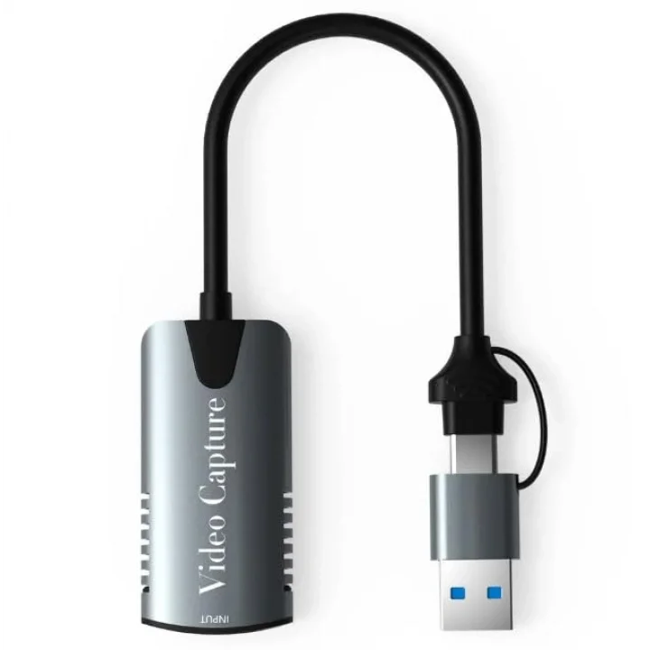 Type-c To Usb 2in1 Video Capture Yakalama Kartı Uçlu HDMI to Type-C PC Bilgisayar Video Adaptör Çevirici (HDMI aktarma için Kullanılmaz)