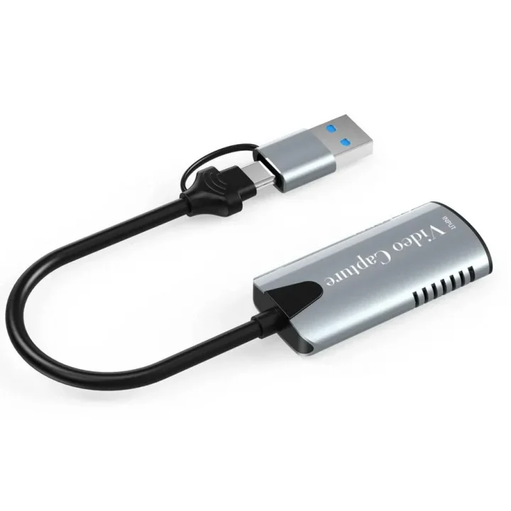 Type-c To Usb 2in1 Video Capture Yakalama Kartı Uçlu HDMI to Type-C PC Bilgisayar Video Adaptör Çevirici (HDMI aktarma için Kullanılmaz)