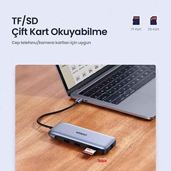 Type-C to USB 3.0 HDMI VGA DisplayPort RJ45 TF SD PD Dönüştürücü Adaptör