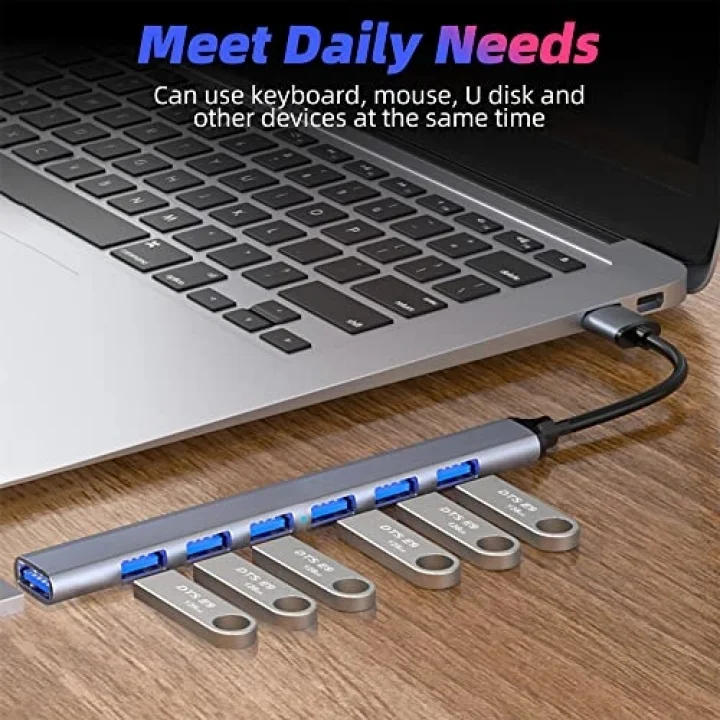 Type-C USB 3.0 7 Portlu Hub Otg Çoğaltıcı Pc Telefon Bilgisayar Uyumlu Veri Aktarımı Mouse Klavye Bağlantısı ADS303C