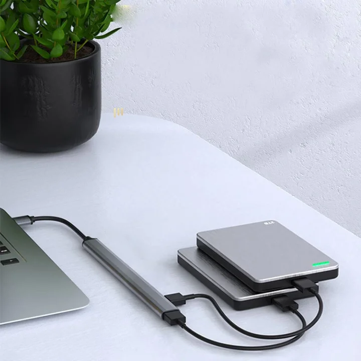 Type-C USB 3.0 7 Portlu Hub Otg Çoğaltıcı Pc Telefon Bilgisayar Uyumlu Veri Aktarımı Mouse Klavye Bağlantısı ADS303C