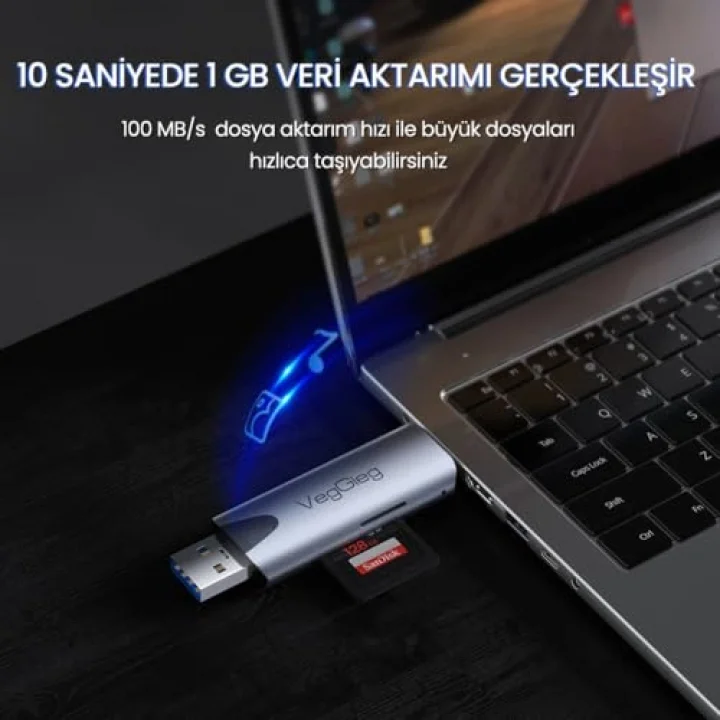 Type-C ve USB 2.0 SD-MicroSD TF Kart Okuyucu