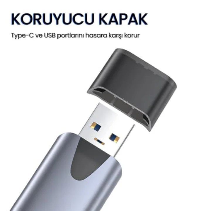 Type-C ve USB 2.0 SD-MicroSD TF Kart Okuyucu