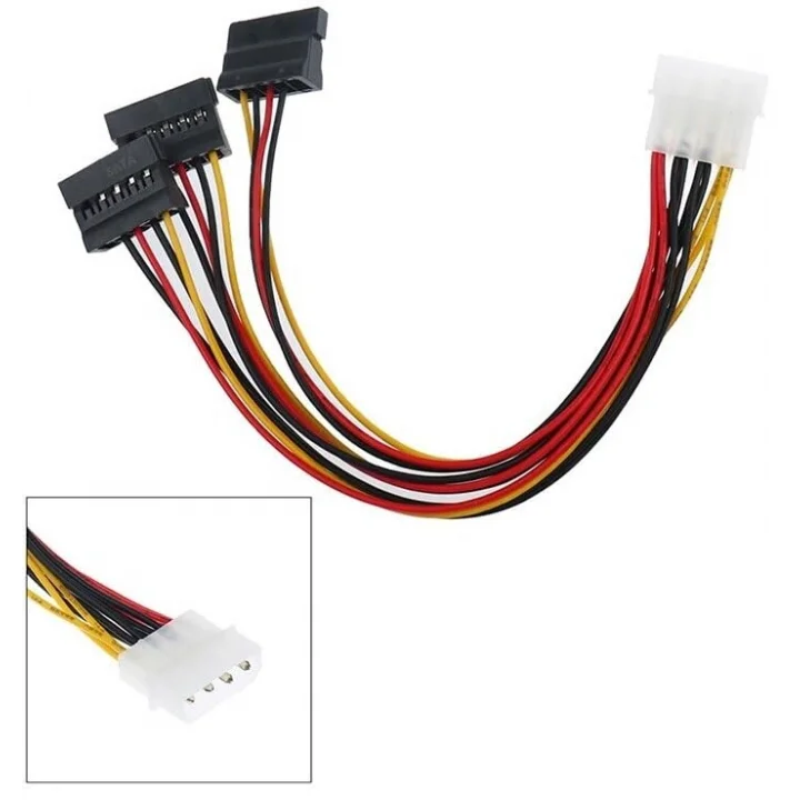 Üçlü 3 Port ide Molex Sata Power Hdd 4 pin Güç Kablosu 5101