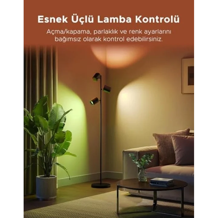 Üçlü Spot Aydınlatma Matter Destekli, 1500 Lümen Akıllı Köşe Lambası