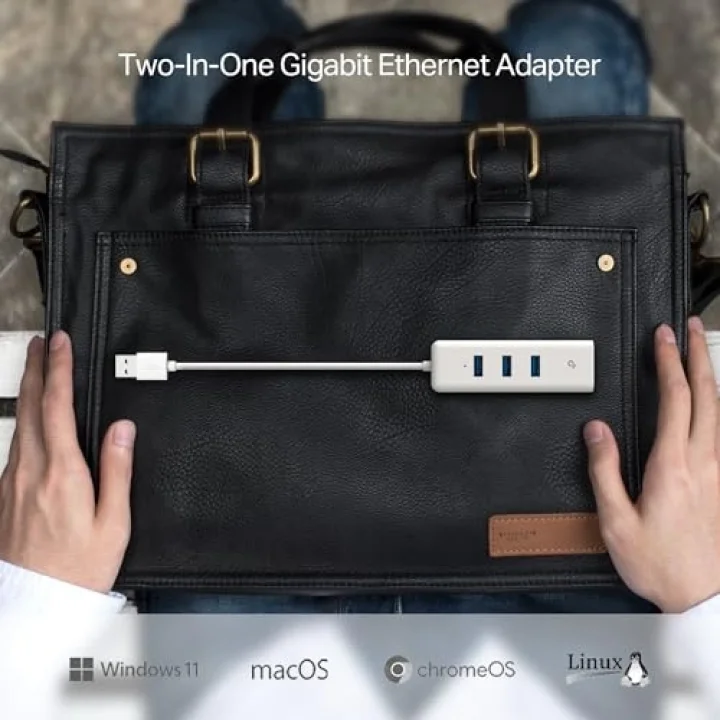 UE330 USB Ethernet Adaptörü (USB 3.0 Ethernet Hub RJ45 Ağ LAN ile Apple Macbook Surface Pro XPS, Ultrabook, Chromebook, PC, Mac ve diğerleri için)