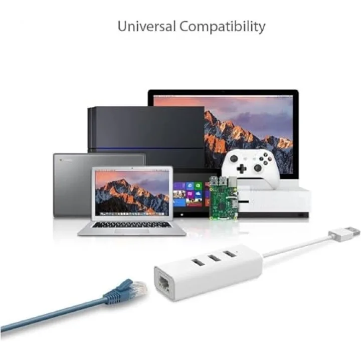 UE330 USB Ethernet Adaptörü (USB 3.0 Ethernet Hub RJ45 Ağ LAN ile Apple Macbook Surface Pro XPS, Ultrabook, Chromebook, PC, Mac ve diğerleri için)
