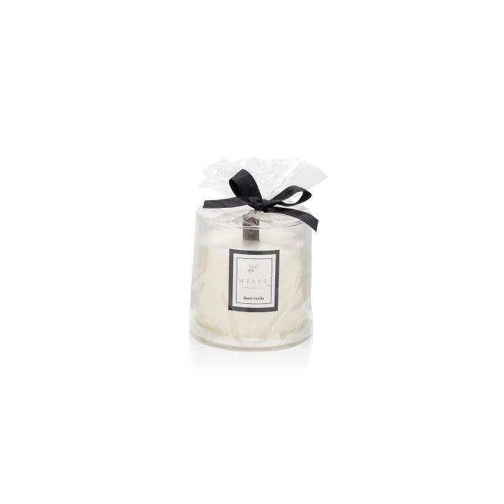 Üfleme Cam Ahşap Fitilli Black Vanilya Vegan Mum (140 gr)