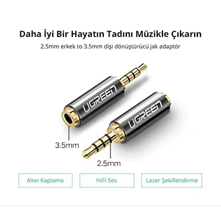Ugreen 2.5 mm to 3.5 mm Jack Dönüştürücü