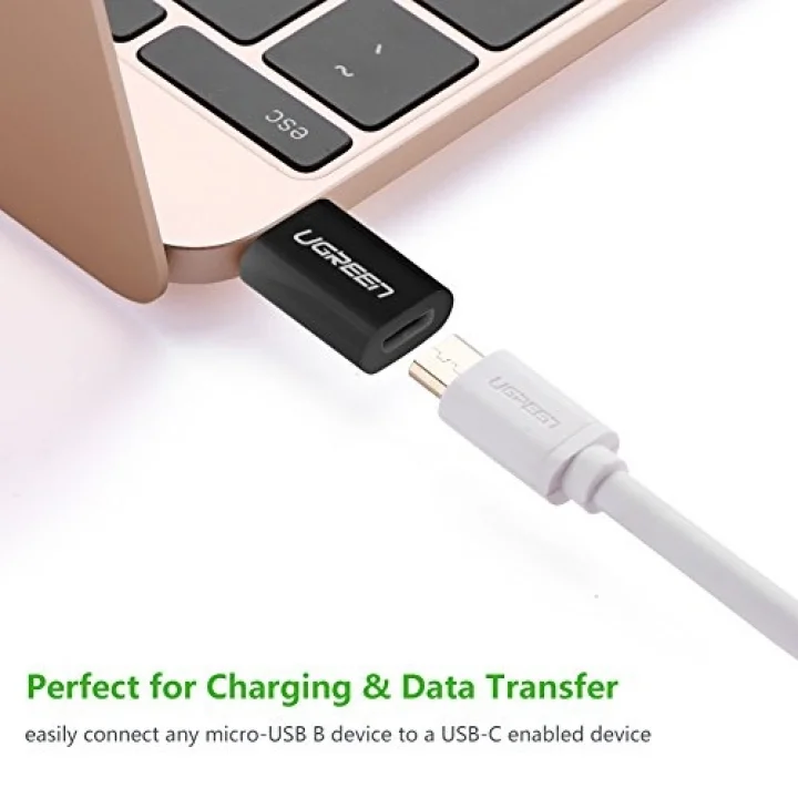 Ugreen Micro USB to Type-C Dönüştürücü Adaptörü, Siyah