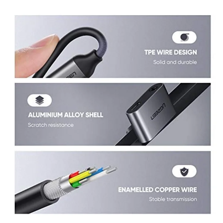 Ugreen Type-C 3.5mm Kulaklık ve Şarj Dönüştürücü