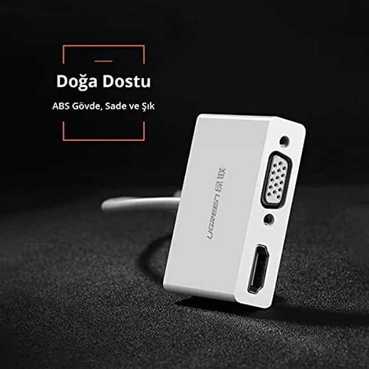 Ugreen Type-C to HDMI-VGA Dönüştürücü Adaptör Beyaz