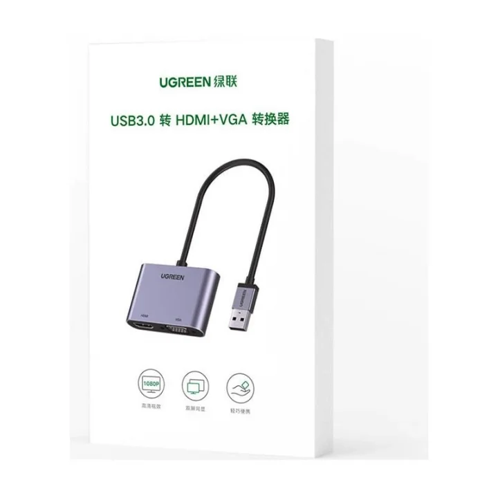 Ugreen USB 3.0 1080P 60Hz Full HD HDMI VGA Dönüştürücü Adaptör