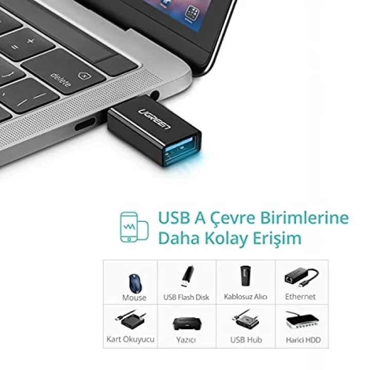 Ugreen USB 3.0 Type-C Dönüştürücü Adaptör, Beyaz