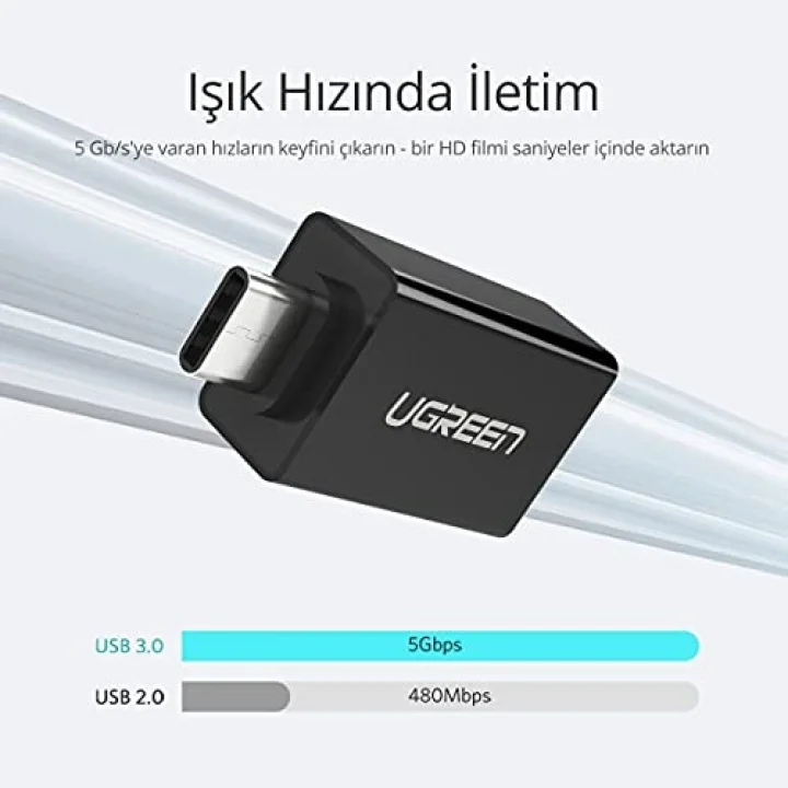 Ugreen USB 3.0 Type-C Dönüştürücü Adaptör, Beyaz