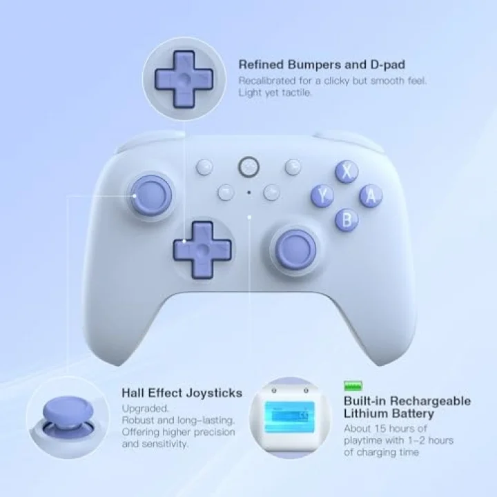 Ultimate 2C Bluetooth Controller for Switch 2, Switch/OLED/Lite, Hall Effect Joysticks, Non-linear Digital Triggers, Remappable L4/R4 Bumpers, 6-axis Motion, Rumble Vibration (Blue)