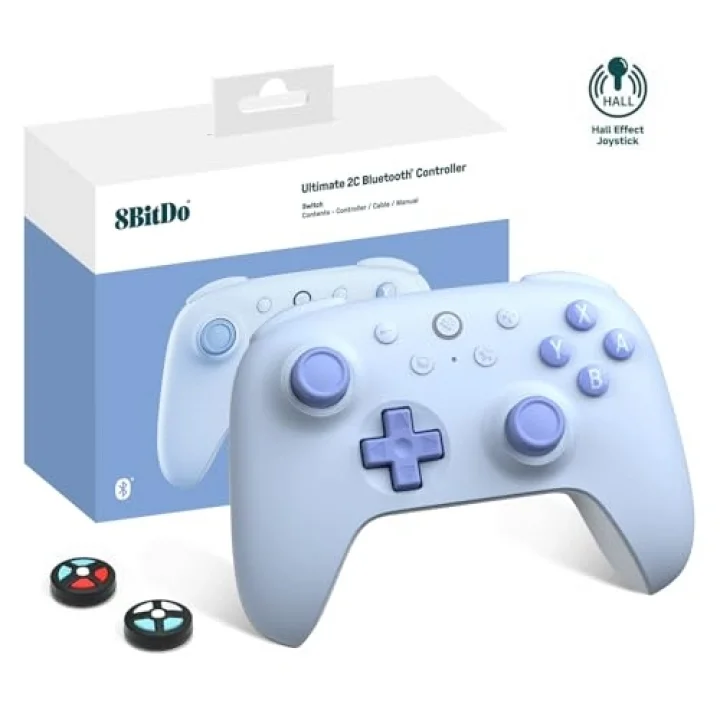 Ultimate 2C Bluetooth Controller for Switch 2, Switch/OLED/Lite, Hall Effect Joysticks, Non-linear Digital Triggers, Remappable L4/R4 Bumpers, 6-axis Motion, Rumble Vibration (Blue)