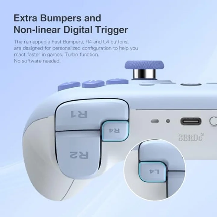 Ultimate 2C Bluetooth Controller for Switch 2, Switch/OLED/Lite, Hall Effect Joysticks, Non-linear Digital Triggers, Remappable L4/R4 Bumpers, 6-axis Motion, Rumble Vibration (Blue)