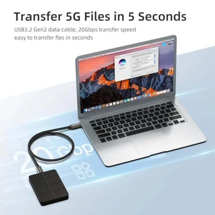 ULTRA USB C to USB C Kablo 240W PD 3.1 Hızlı Şarj, 20Gbps Veri Transferi, 4K@60Hz Görüntü Aktarımı, USB 3.2 Gen2 Type-C Kablo ULT (200, Santimetre)