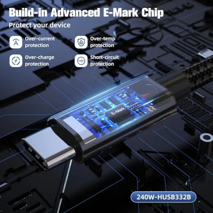ULTRA USB C to USB C Kablo 240W PD 3.1 Hızlı Şarj, 20Gbps Veri Transferi, 4K@60Hz Görüntü Aktarımı, USB 3.2 Gen2 Type-C Kablo ULT (200, Santimetre)