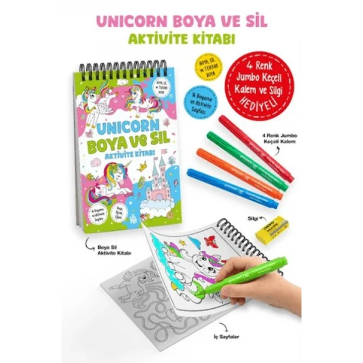 Unicorn - Boya ve Sil Aktivite Kitabı / 3 Yaş +