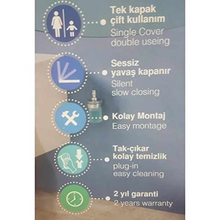 UNİVERSAL ÇOCUK ADAPTÖRLÜ AMÖRTİSÖRLÜ KLOZET KAPAGI