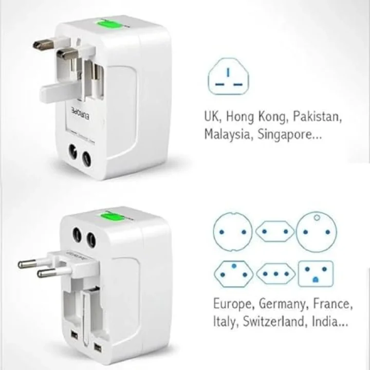 Universal Çoklu Priz Çevirici Dönüştürücü Seyahat Adaptörü, 150+ Ülke (AL-IN-ONE)