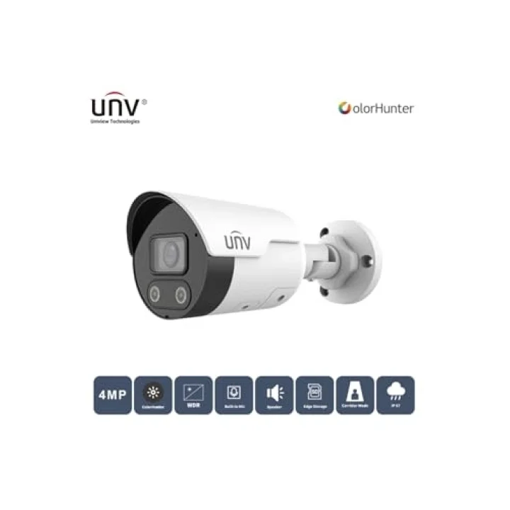 Uniview IPC2124LE-ADF28KMC-WL 4MP 2.8MM COLORHUNTER H265+ IP67 DAH. SES/HOP. IR BULLET IP KAMERA