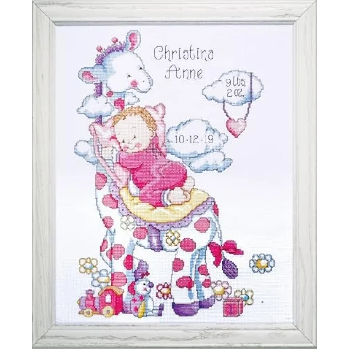 USA ürün – zürafa Birth kayıt Counted Cross Stitch Kit-11 x14 14 Count
