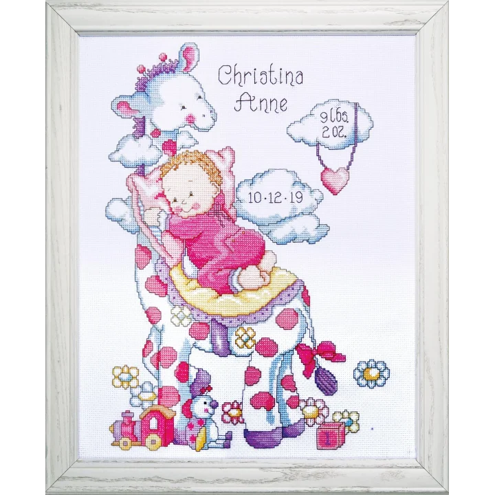 USA ürün – zürafa Birth kayıt Counted Cross Stitch Kit-11 x14 14 Count