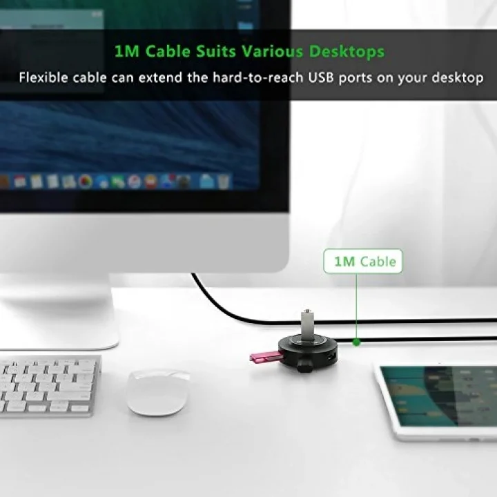 USB 2.0 4 Portlu Hub Çoklayıcı, Siyah