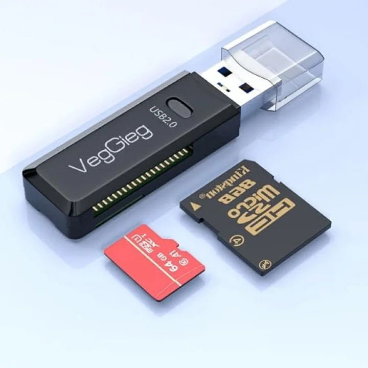 USB 2.0 SD ve Micro SD Hafıza Kart Okuyucu Siyah
