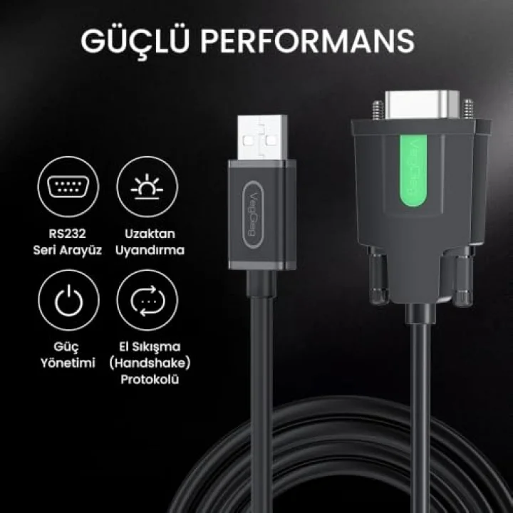 USB 2.0 to RS232 DB9 PL2303 Chip Dönüştürücü Adaptör Kablo 1.5 Metre