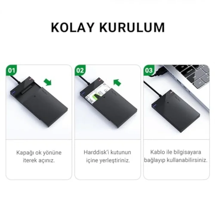USB 3.0 Micro-B 2.5 inch SATA SSD Hard Disk Kutusu