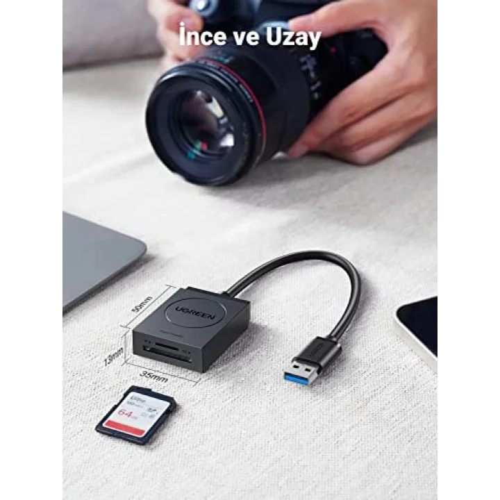 USB 3.0 TF SD Kart Okuyucu, Siyah