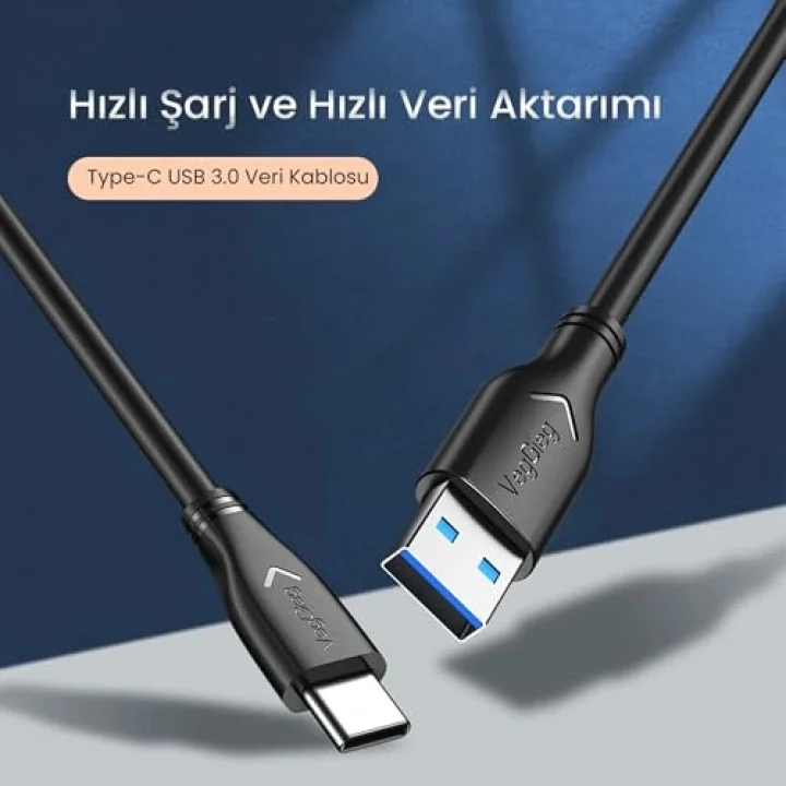 USB 3.0 to Type-C 60W 10Gbps Data ve Şarj Kablosu 50 CM